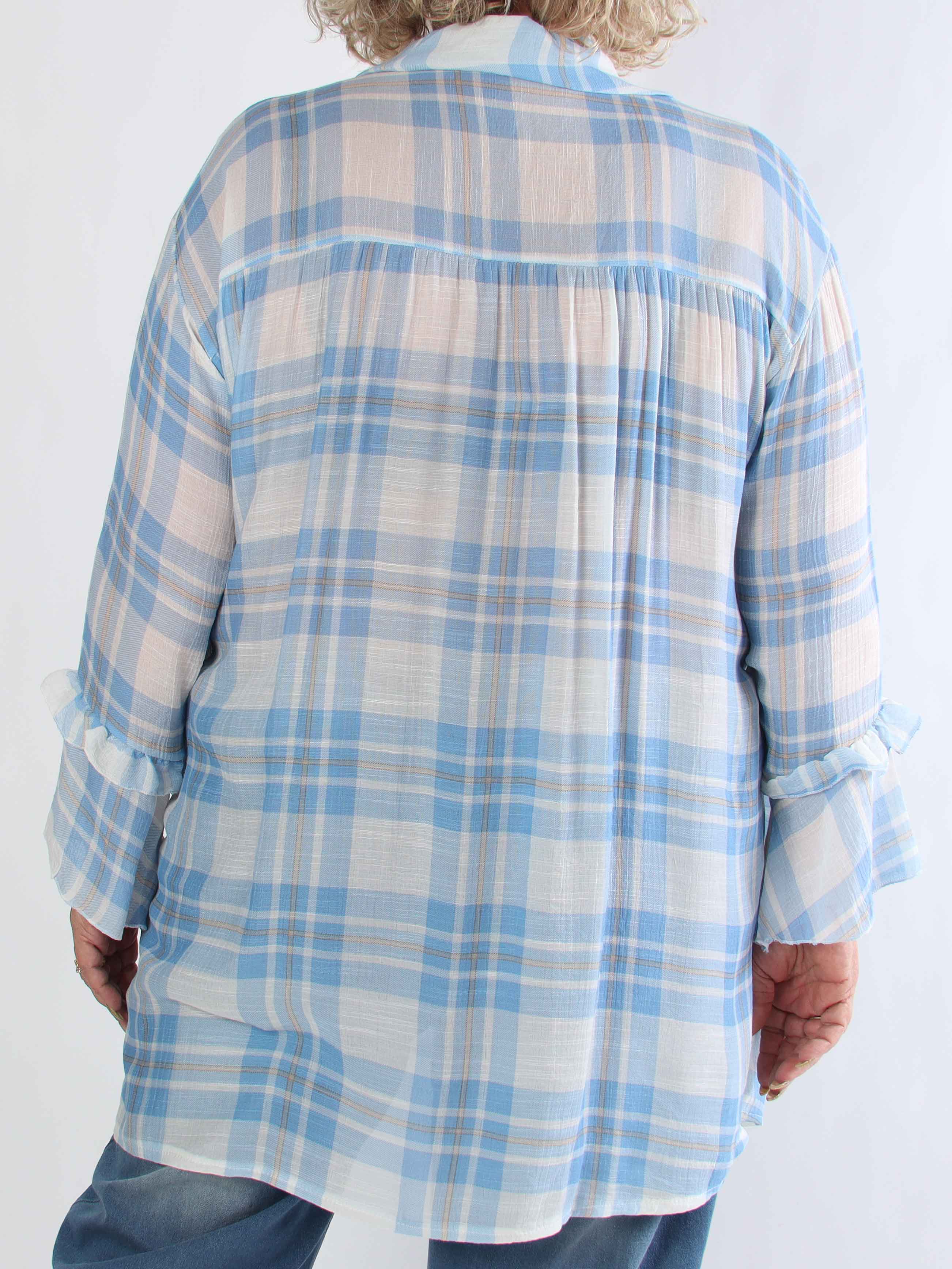 Yanira - Ternet plus size tunikakjole i viskose med flæser